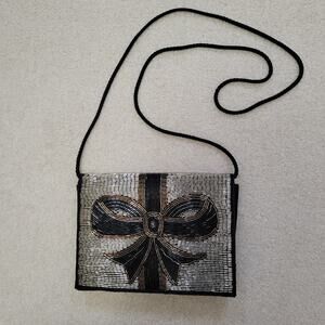 Vintage Carla Marchi Beaded Evening Crossbody Clutch Handbag Bow Designer